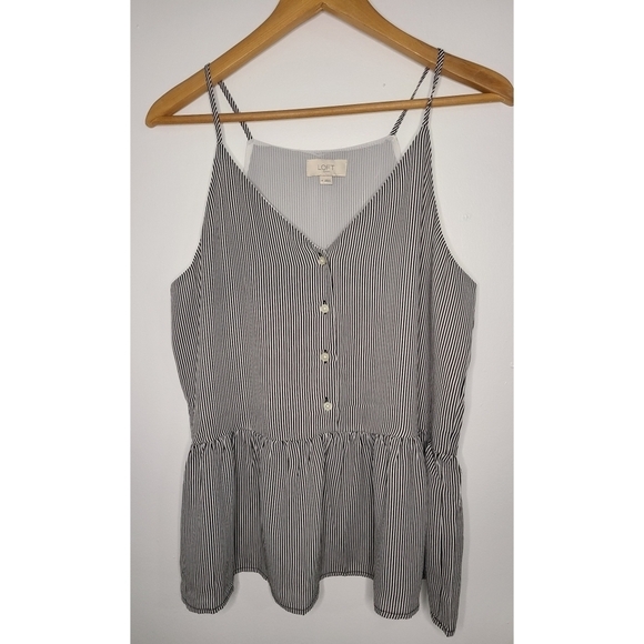 Loft Black and White Striped Peplum Top - Picture 2 of 5